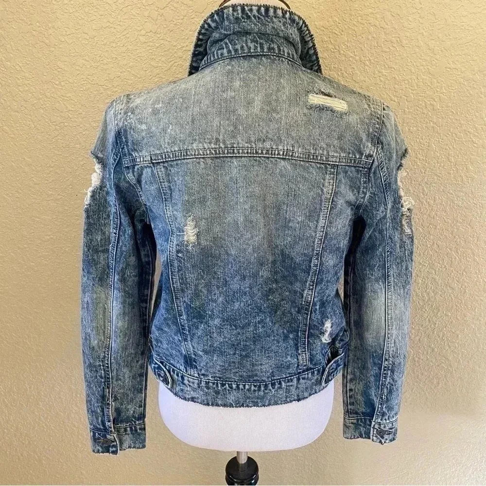 RWH Rewash Distressed Acid Washed Denim Jean Jacket: XS - Picture 8 of 10